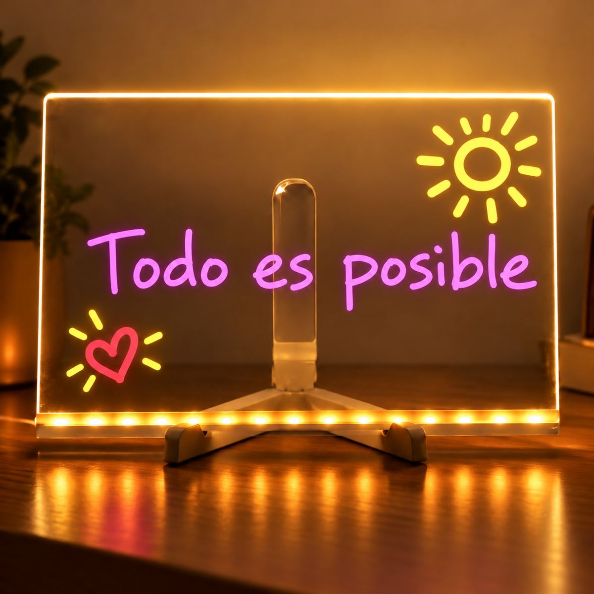 Pizarra LED con dibujos que brillan