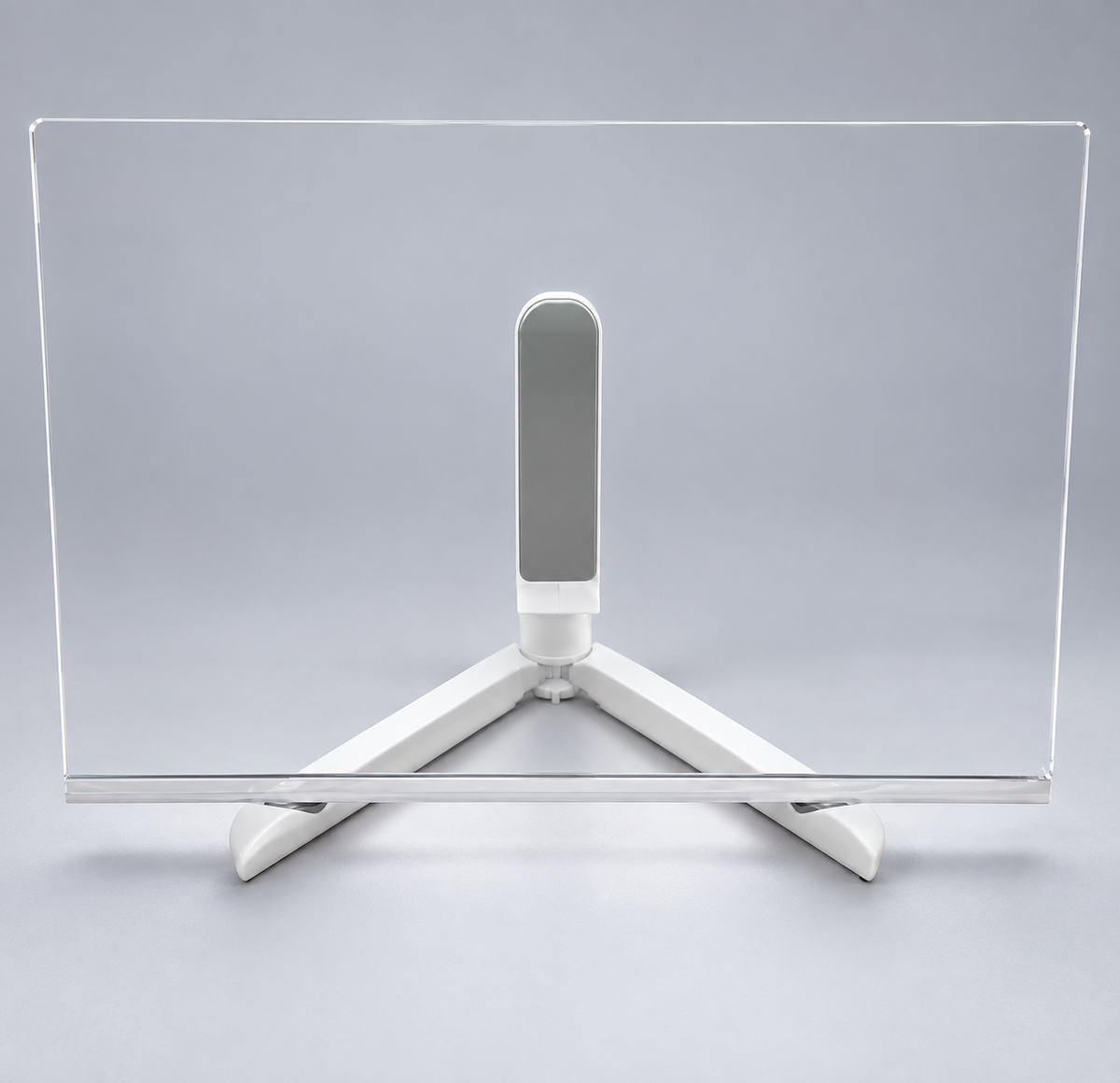 Pizarra acrílica transparente con soporte blanco